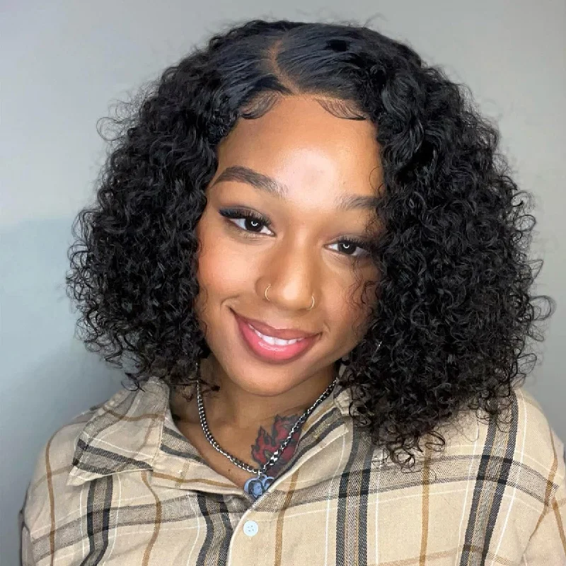 Lace wig with a side - swept bang for a sophisticated lookFashion Real HD Lace Wig Curly Bob Wigs 100% Human Hair Wigs Lace wig with a side - swept bang for a sophisticated lookFashion Real HD Lace Wig Curly Bob Wigs 100% Human Hair Wigs