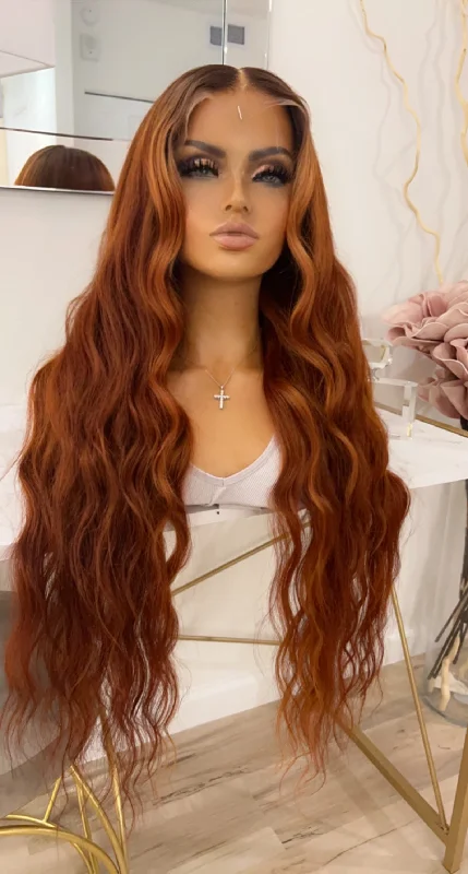 Colored wig with a wispy fringe for a soft and feminine lookGia HD lace front wig