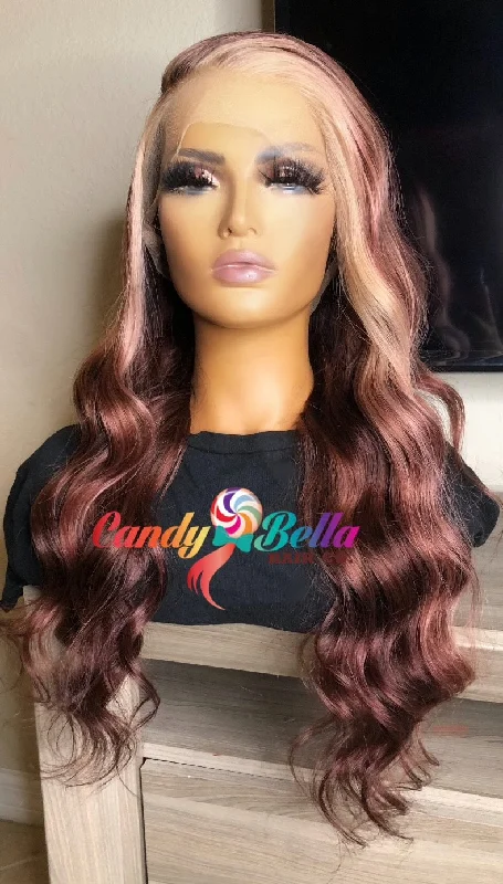 Synthetic colored wig with a heat - resistant formula for easy stylingGina