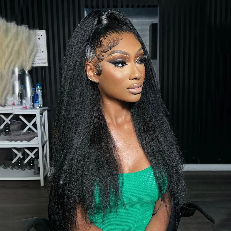 Lace wig with a straight texture for a sleek and minimalist lookGlueless Invisible Real 13x4 HD Lace Wig Kinky Straight Human Hair Wigs Lace wig with a straight texture for a sleek and minimalist lookGlueless Invisible Real 13x4 HD Lace Wig Kinky Straight Human Hair Wigs