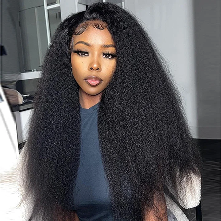 Lace wig with a platinum - blonde color for a bold and trendy lookKinky Straight Wig Undetectable Real HD Lace Closure Wig 100% Human Hair Lace wig with a platinum - blonde color for a bold and trendy lookKinky Straight Wig Undetectable Real HD Lace Closure Wig 100% Human Hair