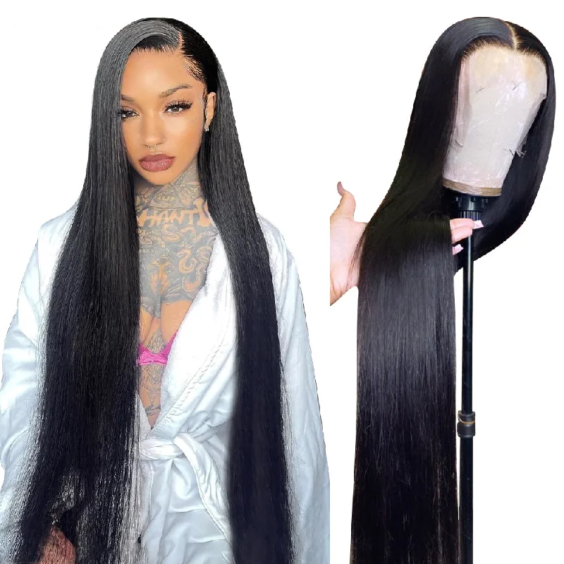 Human - hair wig with a side - part for a more flattering appearanceHD Invisible Lace Closure Wigs Straight Hair Glueless Human Hair Wigs Human - hair wig with a side - part for a more flattering appearanceHD Invisible Lace Closure Wigs Straight Hair Glueless Human Hair Wigs