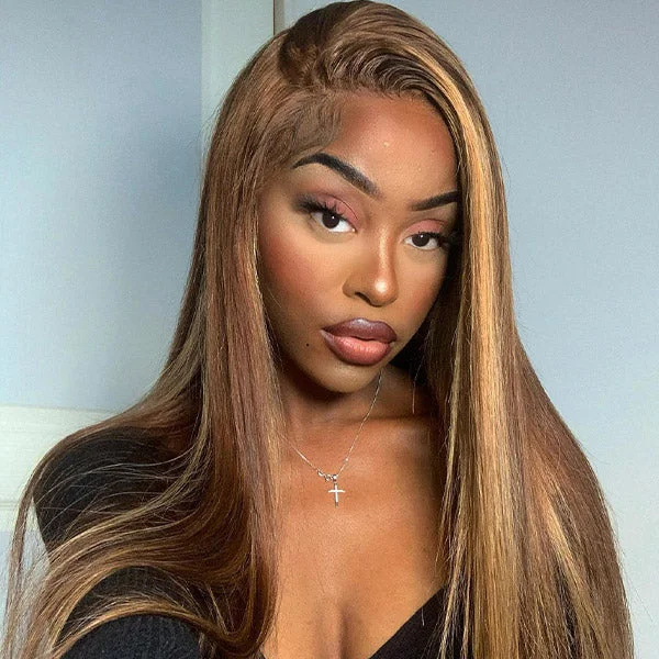 Human - hair wig with a straight texture for a sleek and minimalist lookBrennas Hair P427 Highlight Straight Wig 6x4 HD Pre-Cut Ready To Go Glueless Human Hair Wigs For Women Human - hair wig with a straight texture for a sleek and minimalist lookBrennas Hair P427 Highlight Straight Wig 6x4 HD Pre-Cut Ready To Go Glueless Human Hair Wigs For Women