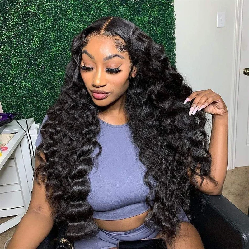 Lace wig in a chocolate - brown color for a rich and warm appearanceUndetected Real HD Lace Front Wig Loose Deep Wave Human Hair