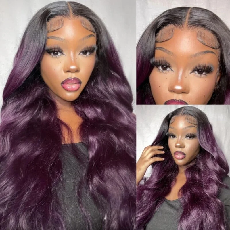 Colored wig with a blue - green ombre effect for a unique and trendy appearanceMidnight Dark Purple Ombre Lace Wig Colored Body Wave Wig New Arrival Dark Purple Ombre Color Colored wig with a blue - green ombre effect for a unique and trendy appearanceMidnight Dark Purple Ombre Lace Wig Colored Body Wave Wig New Arrival Dark Purple Ombre Color