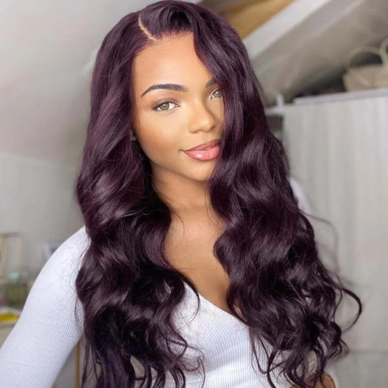 Colored wig with a silk - base cap for a comfortable and smooth feelMidnight Dark Purple Pure Colored Body Wave Lace Frontal Wig New Arrival Dark Purple Color Colored wig with a silk - base cap for a comfortable and smooth feelMidnight Dark Purple Pure Colored Body Wave Lace Frontal Wig New Arrival Dark Purple Color
