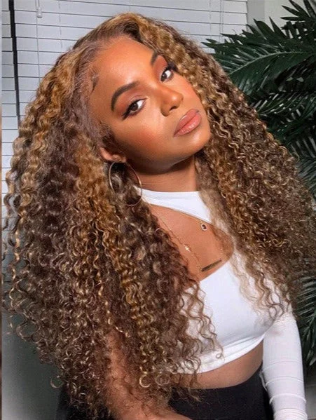 Colored wig with a natural - looking root for a more realistic lookSimidola Gorgeous Highlights Ombre Water Wave Frontal Wig Colored wig with a natural - looking root for a more realistic lookSimidola Gorgeous Highlights Ombre Water Wave Frontal Wig
