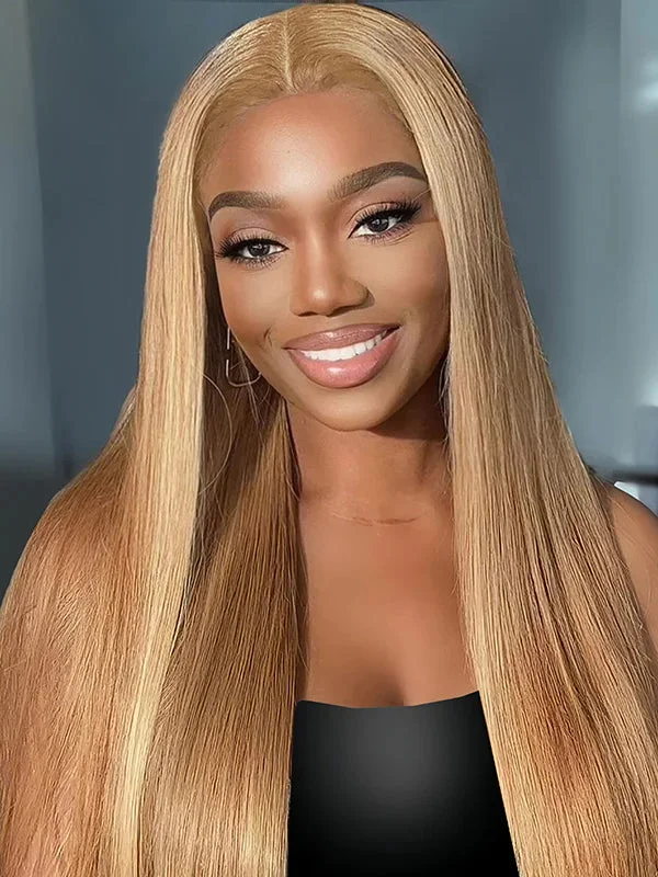 Colored wig with a wavy texture for a beachy and fun lookSimidola Honey Blonde #27 Color Straight Hair Wig Colored wig with a wavy texture for a beachy and fun lookSimidola Honey Blonde #27 Color Straight Hair Wig