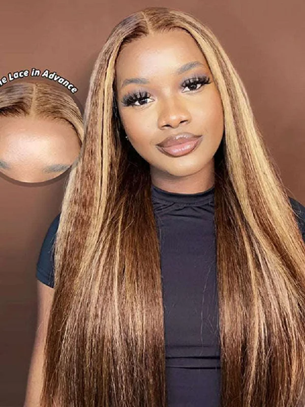 Colored wig with a red - orange hue for a warm and energetic lookPre-Plucked | Simidola Highlight Brown Wear Go 4x6 Lace Kinky Straight Wig Colored wig with a red - orange hue for a warm and energetic lookPre-Plucked | Simidola Highlight Brown Wear Go 4x6 Lace Kinky Straight Wig