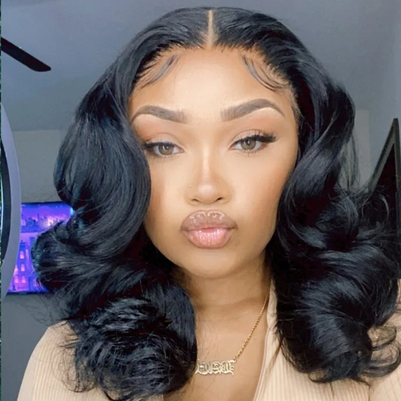 Human - hair lace wig for a luxurious and natural feelUndetectable Standard Lace Frontal Wig Glueless Body Wave Human Hair Wig Human - hair lace wig for a luxurious and natural feelUndetectable Standard Lace Frontal Wig Glueless Body Wave Human Hair Wig