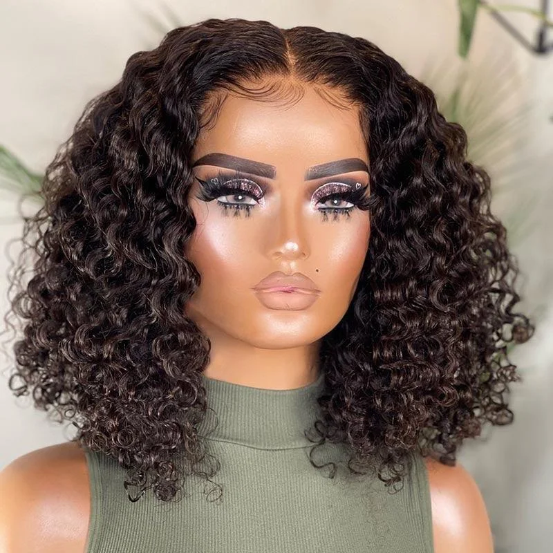 Lace wig with a side - part for a more flattering lookWOWANGEL Wear & Go 5x5 Skinlike Real HD Lace Closure Wig Curly BOB Glueless Install Lace wig with a side - part for a more flattering lookWOWANGEL Wear & Go 5x5 Skinlike Real HD Lace Closure Wig Curly BOB Glueless Install