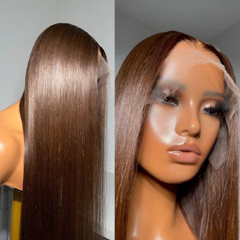 Lace wig with a honey - blonde color for a warm and sunny appearanceWOWANGEL Chestnut Brown Color 13X6 Skinlike Real HD Lace Front Wigs Lace wig with a honey - blonde color for a warm and sunny appearanceWOWANGEL Chestnut Brown Color 13X6 Skinlike Real HD Lace Front Wigs
