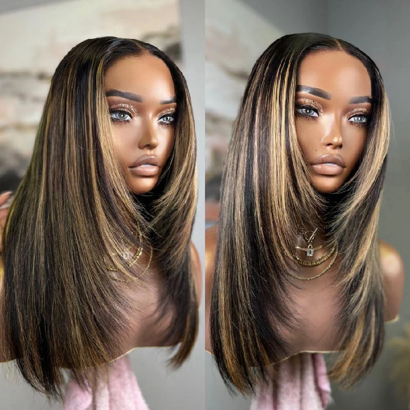 Lace wig with a 13x4 lace frontal for a wide - parting areaWOWANGEL Layered Cut Highlight 5X5 HD Lace Closure Wig Wear & Go Glueless Lace wig with a 13x4 lace frontal for a wide - parting areaWOWANGEL Layered Cut Highlight 5X5 HD Lace Closure Wig Wear & Go Glueless