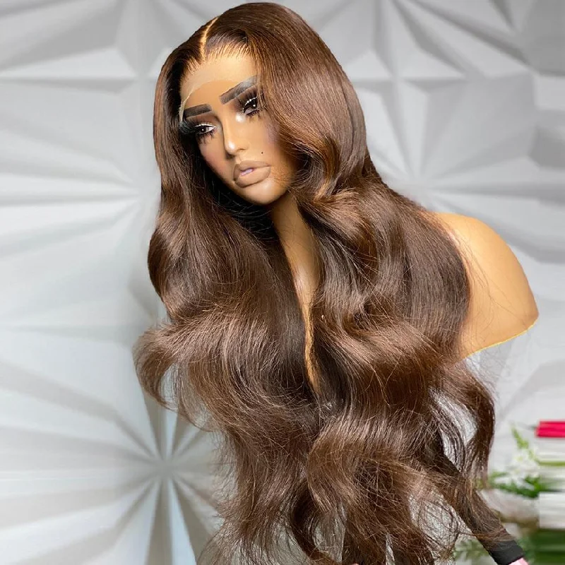 Lace wig with a pre - plucked hairline for a more natural lookWOWANGEL Light Brown Color 13X6 HD Lace Front Wigs Body Wave Closure Wig Lace wig with a pre - plucked hairline for a more natural lookWOWANGEL Light Brown Color 13X6 HD Lace Front Wigs Body Wave Closure Wig