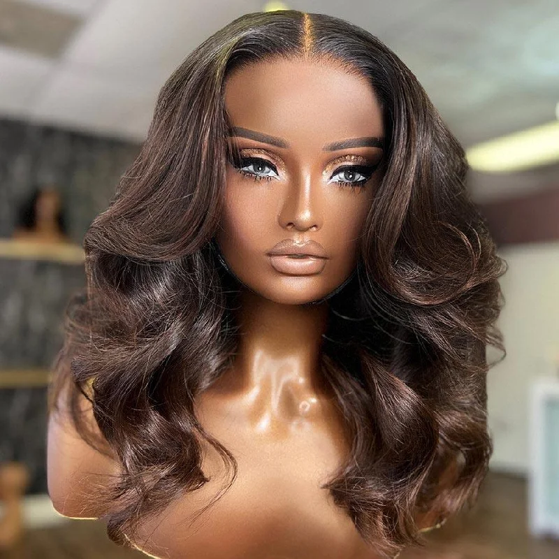 Lace wig with a pre - plucked hairline for a more natural lookWOWANGEL Dark Auburn 5X5 HD Lace Closure Wig Body Wave Wear & Go Wig Lace wig with a pre - plucked hairline for a more natural lookWOWANGEL Dark Auburn 5X5 HD Lace Closure Wig Body Wave Wear & Go Wig