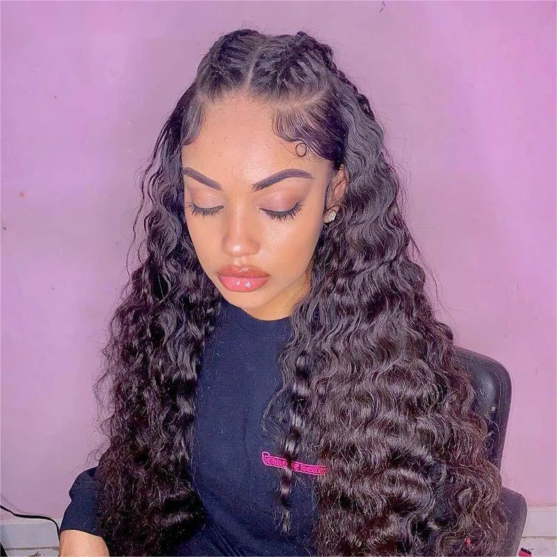 Lace wig with a side - swept bang for a sophisticated lookWOWANGEL Skinlike Real HD Lace 13X6 Full Frontal Wig Loose Deep Wave Pre Plucked