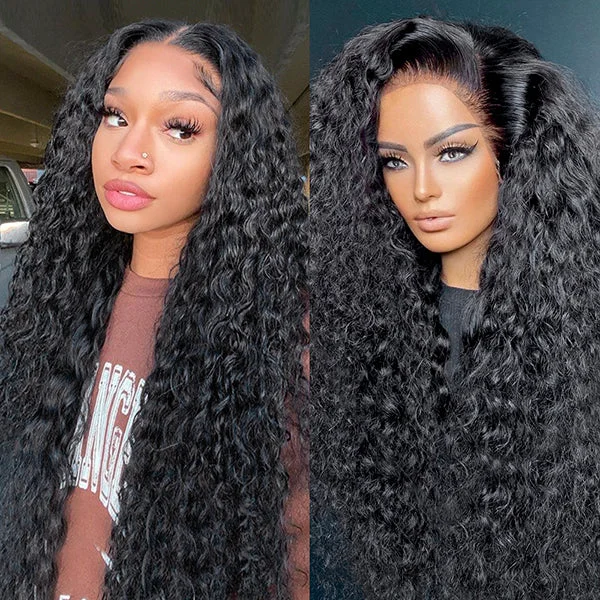 Synthetic wavy wig with a heat - friendly formulaDeep Wave 13x4 HD Lace Front Wig 250% Full Density Human Hair Wigs 12A Grade Thick Ends Pre Plucked Wigs