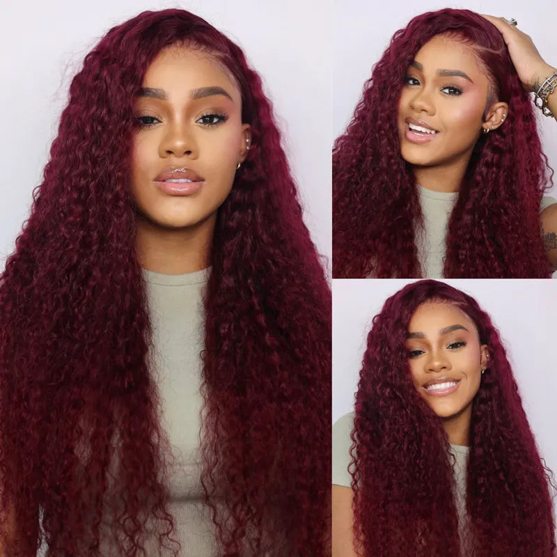 Body - wave wig with a full and voluminous look13*4 13*6 Deep Wave 99J Burgundy Curly Wig Frontal Wigs Ashimary Virgin Hair Front Wigs