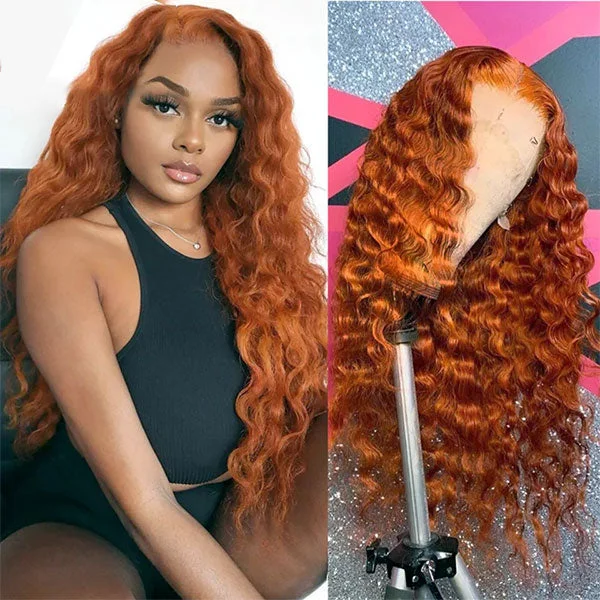 Ombre wavy wig with a seamless color blendGinger Color Loose Deep Wave 13x4 13x6 Lace Wigs 180% 250% Density Thicker Lace Front Wigs Ashimary Virgin Hair