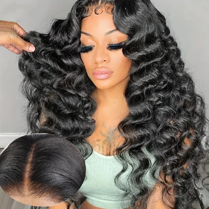 Wavy wig with a pre - styled curl pattern for convenienceLolly 13x4 HD Ready to Wear Glueless Lace Front Wigs Loose Deep Wave Pre Plucked Tiny Knots Pre Cut Lace Frontal Human Hair Wigs