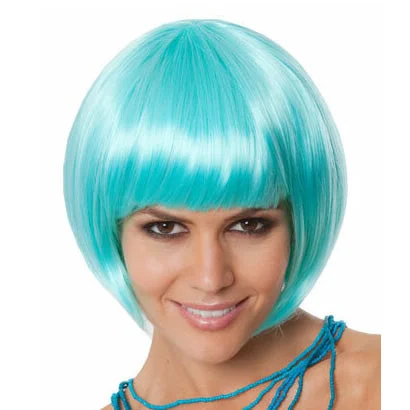 Adjustable - cap long - length wig for a comfortable fit20s Party Bob Flapper Wig Aqua Adjustable - cap long - length wig for a comfortable fit20s Party Bob Flapper Wig Aqua