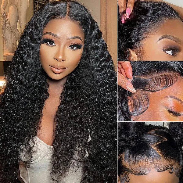 Wavy wig with a pre - bleached knot for a natural - looking scalpDeep Wave Wig 13x6 Lace Front Wig 250% Density Pre Plucked Human Hair Wigs