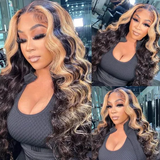 Wavy wig with a water - wave texture for a unique and stylish choiceHighlight Blonde Colored Loose Deep 13X4/4x4 Lace Human Hair Wig