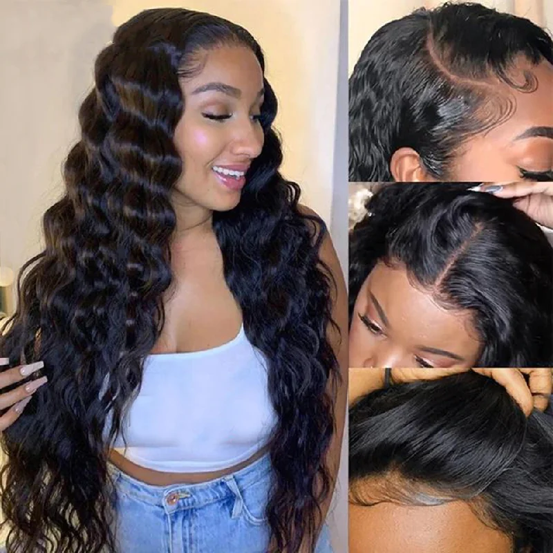 Human - hair wavy wig for a natural and luxurious feel360 Lace Frontal Loose Deep Wig Pre Plucked Brazilian Human Hair Human - hair wavy wig for a natural and luxurious feel360 Lace Frontal Loose Deep Wig Pre Plucked Brazilian Human Hair