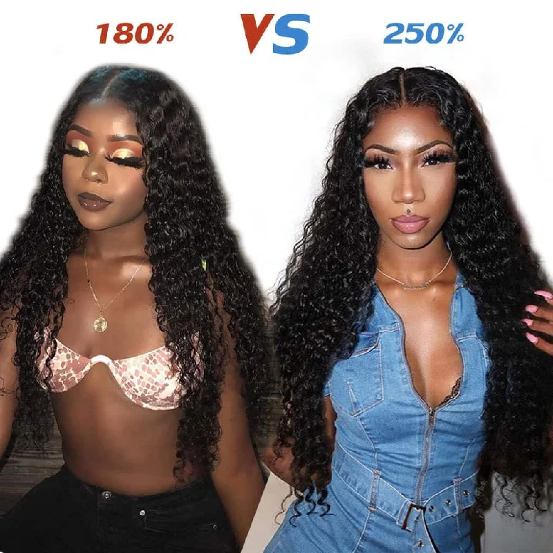 Wavy wig with a wispy fringe for a soft and feminine look10A Curly Wig Deep Wave 4*4 Lace Closure 10"-36" Wigs Ashimary Brazilian Virgin Hair