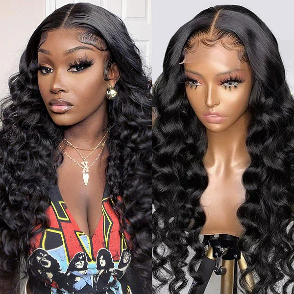 Wavy wig with a pre - styled curl pattern for convenienceLoose Deep Wave Lace HD Closure Wig Wigs Human Hair For Women