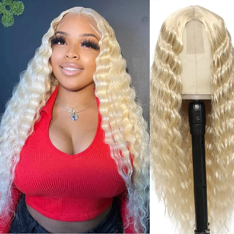 Wavy wig with a wavy bang for a trendy and modern style613 Honey Blonde 4x4 Lace Closure Wig Loose Deep Wave Virgin Human Hair Wavy wig with a wavy bang for a trendy and modern style613 Honey Blonde 4x4 Lace Closure Wig Loose Deep Wave Virgin Human Hair