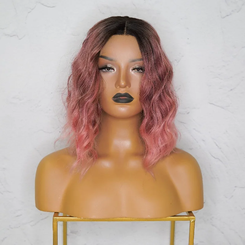 Bob wig for daily wear with a low - maintenance designALESSANDRA Ombre Pink Bob Lace Front Wig Bob wig for daily wear with a low - maintenance designALESSANDRA Ombre Pink Bob Lace Front Wig