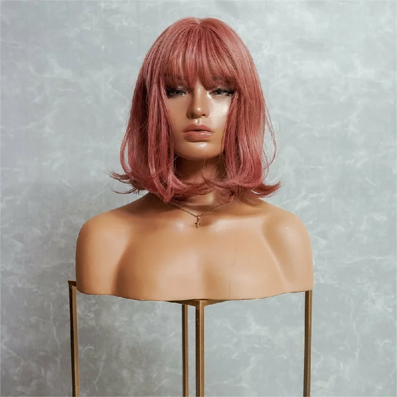 Bob wig with a blunt cut for a modern and edgy styleANIME Mauve Fringe Wig