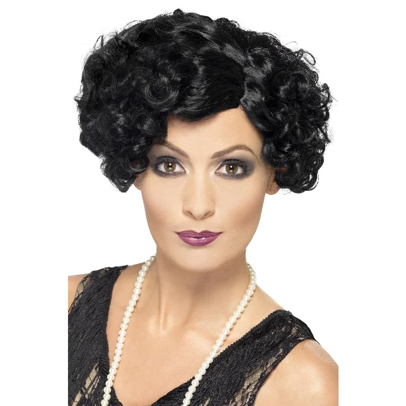 Long - length wig with a silk - base cap for a comfortable and smooth feelBuy 20s Flirty Flapper Wig Black Long - length wig with a silk - base cap for a comfortable and smooth feelBuy 20s Flirty Flapper Wig Black