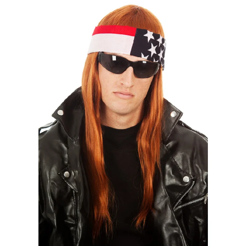Long - length wig with a straight texture for a sleek and glamorous lookBuy LA 90s Rocker Axl Rose Wig and Bandana Long - length wig with a straight texture for a sleek and glamorous lookBuy LA 90s Rocker Axl Rose Wig and Bandana