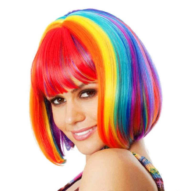 Long - length wig with a wispy fringe for a soft and feminine lookBuy Rainbow Bob Wig Long - length wig with a wispy fringe for a soft and feminine lookBuy Rainbow Bob Wig
