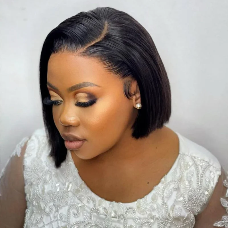 Body - wave wig with a full and voluminous lookPreMax Wigs |Super Double Drawn Natural Black Glueless Bob 8 inches Wig | PrePlucked+KnotsBleached Body - wave wig with a full and voluminous lookPreMax Wigs |Super Double Drawn Natural Black Glueless Bob 8 inches Wig | PrePlucked+KnotsBleached