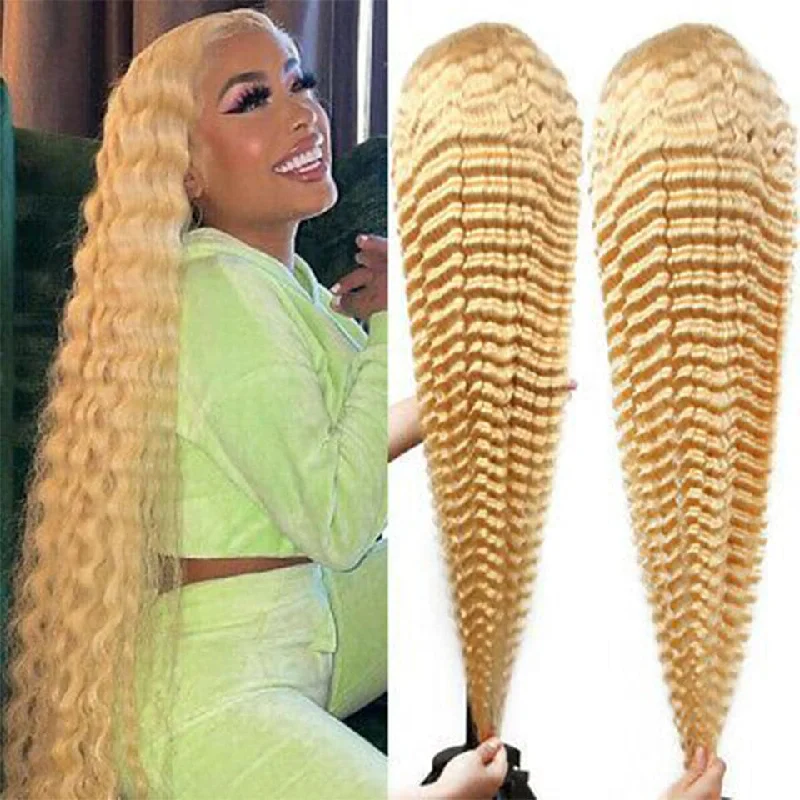 Wavy wig with a water - wave texture for a unique and stylish choice613 Honey Blonde Deep Wave 4x4 Lace Closure Wigs Wet Wavy For Women Wavy wig with a water - wave texture for a unique and stylish choice613 Honey Blonde Deep Wave 4x4 Lace Closure Wigs Wet Wavy For Women