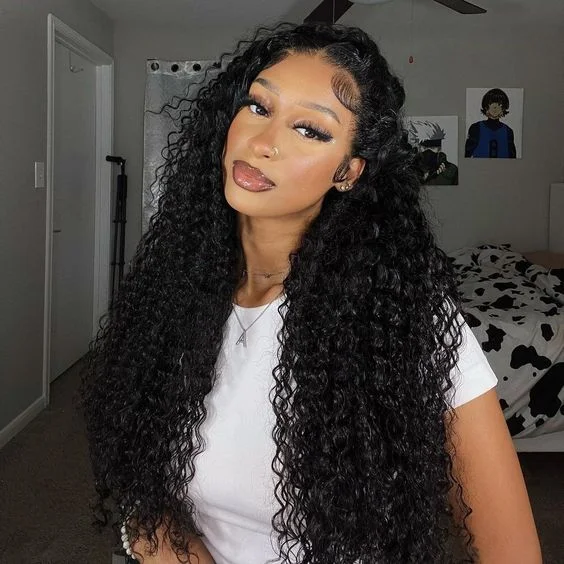 Synthetic wavy wig with a heat - friendly formulaDeep Wave Pre-bleached Knots HD Lace Wigs Ultra Soft HD Film Lace Wigs | Real HD Wig Synthetic wavy wig with a heat - friendly formulaDeep Wave Pre-bleached Knots HD Lace Wigs Ultra Soft HD Film Lace Wigs | Real HD Wig