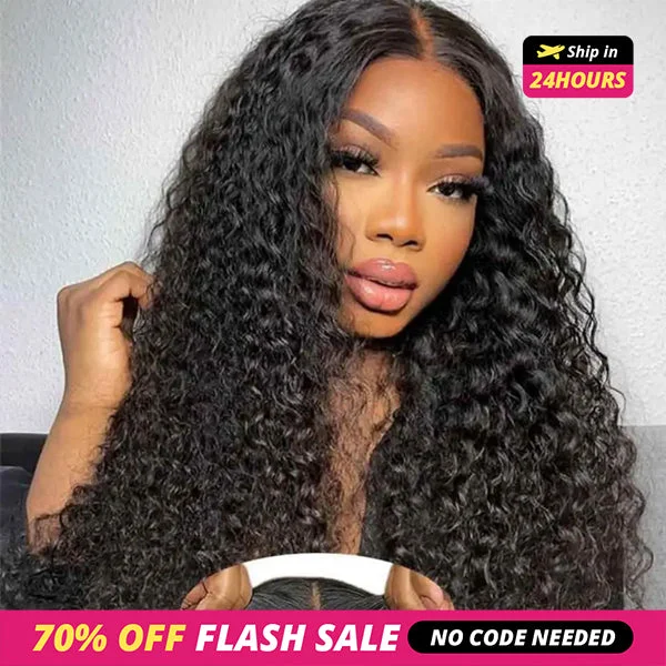 Wavy wig with a water - wave texture for a unique and stylish choiceShip In 24 Hours- Lolly 70% OFF Deep Wave Lace Front Wig 13x4 Ready to Wear Glueless Wigs Pre Plucked Tiny Knots Pre Cut Lace Front Human Hair Wigs Flash Sale