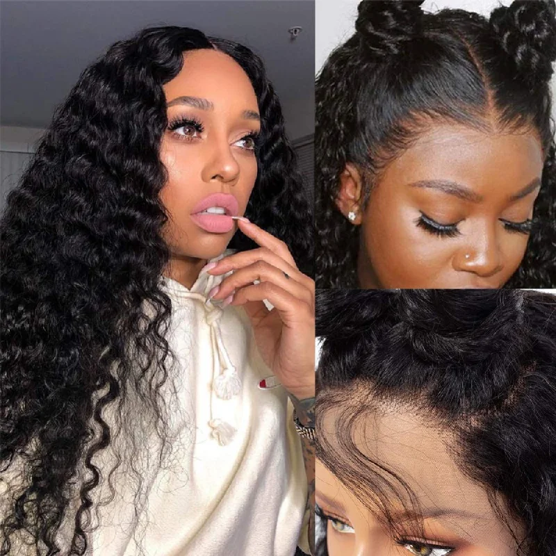 Heat - resistant wavy wig for easy styling at homeDeep Wave 360 Lace Frontal Wig 150 Density Human Hair Wigs Pre Plucked Heat - resistant wavy wig for easy styling at homeDeep Wave 360 Lace Frontal Wig 150 Density Human Hair Wigs Pre Plucked