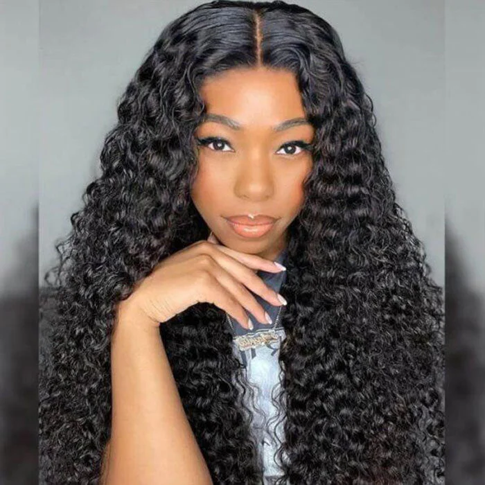 Wavy wig with a silk - base cap for a comfortable and smooth feelDeep Wave Pre Cut 9x6 HD Lace Wear And Go Wig Bleached Knots Glueless Wigs