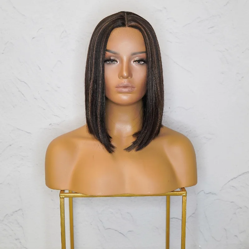 Heat - resistant bob wig for styling versatilityFRANKIE Chocolate Lace Front Wig