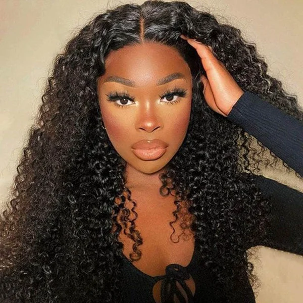 Wavy wig with a silk - base cap for a comfortable and smooth feelGlueless Deep Wave Human Hair Wig 13x4 Pre Cut Wear & Go HD Lace Frontal Wigs