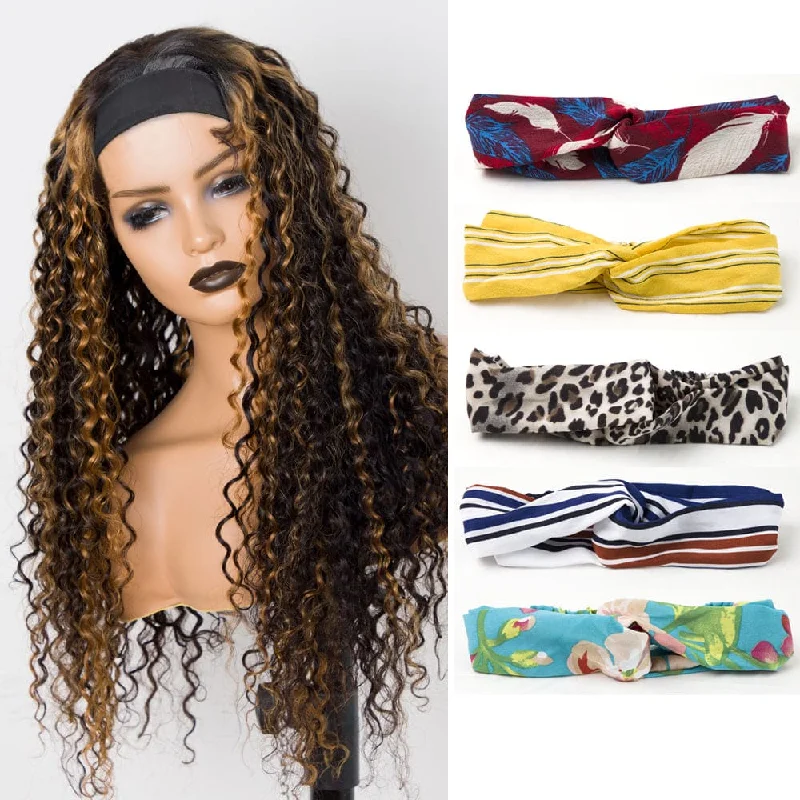 Glueless Headband Wig Precolored Highlight Virgin Human Hair Wig