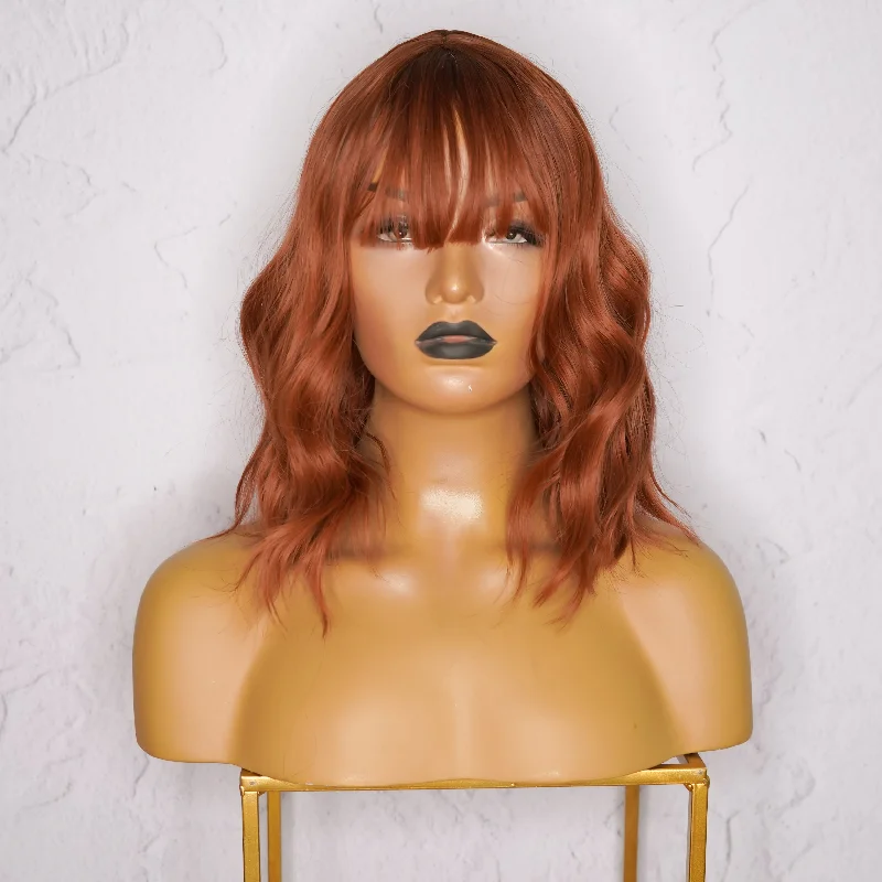Petite bob wig suitable for women with small facesHAYLEY Auburn Fringe Wig