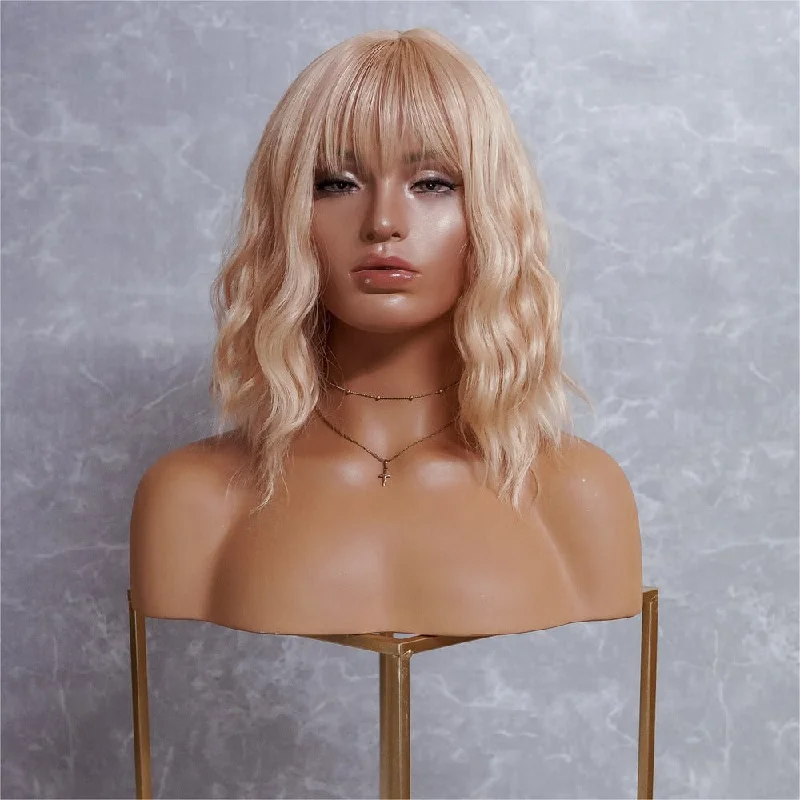Lace - front bob wig for a seamless hairlineHAYLEY Blonde Bob Fringe Wig