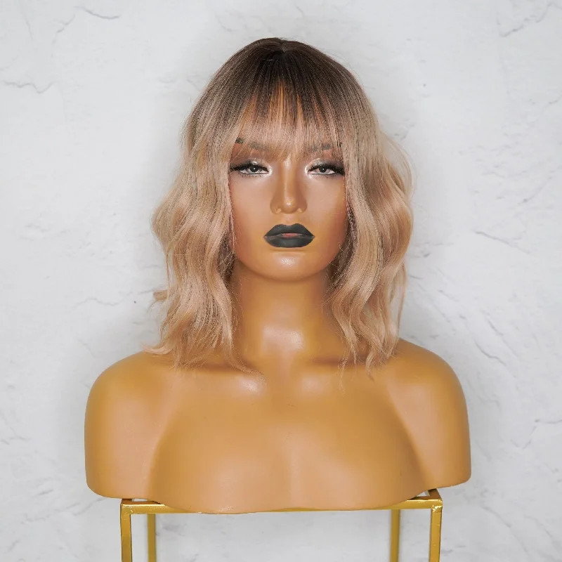 Ash - blonde bob wig for a trendy and cool - toned lookHAYLEY Caramel Ombre Bob Fringe Wig Ash - blonde bob wig for a trendy and cool - toned lookHAYLEY Caramel Ombre Bob Fringe Wig