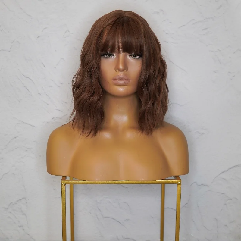 Bob wig with a blunt cut for a modern and edgy styleHAYLEY Medium Brown Bob Fringe Wig Bob wig with a blunt cut for a modern and edgy styleHAYLEY Medium Brown Bob Fringe Wig