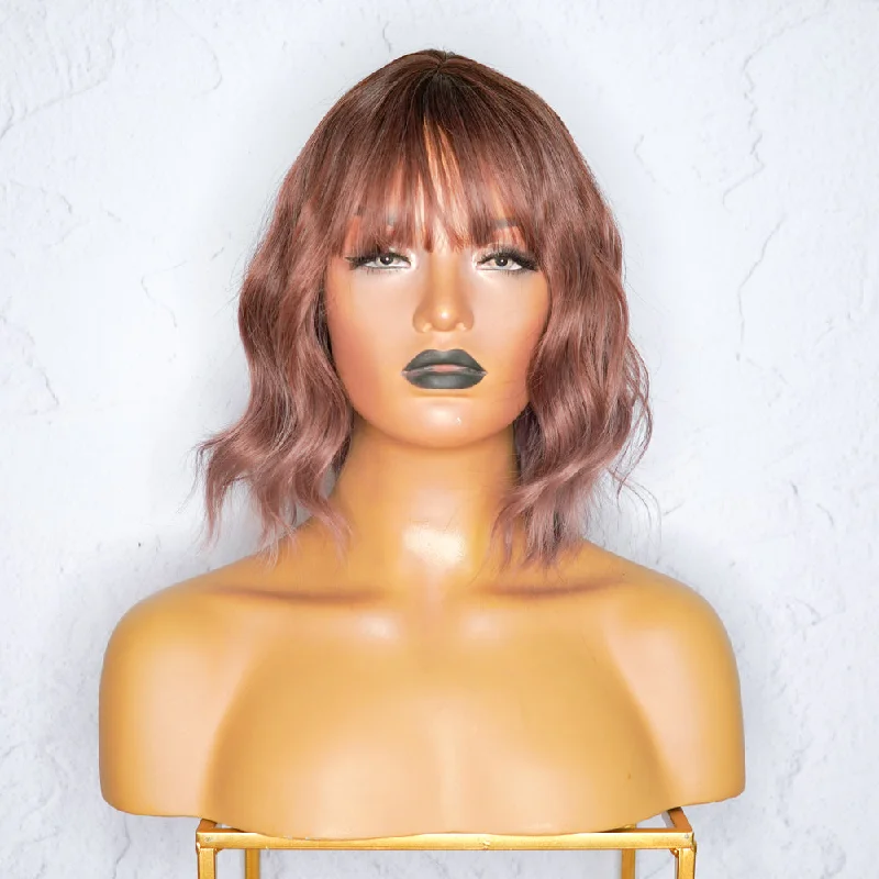 Bob wig with auburn highlights for a warm and vibrant appearanceHAYLEY Ombre Mauve Brown Bob Fringe Wig Bob wig with auburn highlights for a warm and vibrant appearanceHAYLEY Ombre Mauve Brown Bob Fringe Wig
